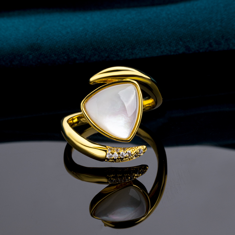 Playful Triangle Mother-of-Pearl Ring