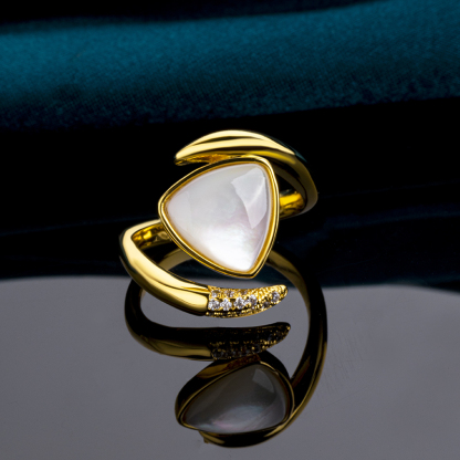 Playful Triangle Mother-of-Pearl Ring