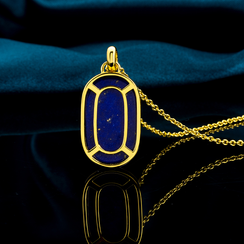 Minimalist Oval Lapis Lazuli Statement Necklace for Women