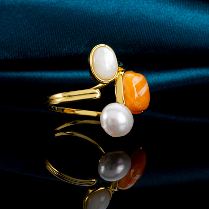 Natural Spiny Oyster Ring Women – Fashion Freshwater Pearl Jewelry, Ethical Shell Gift