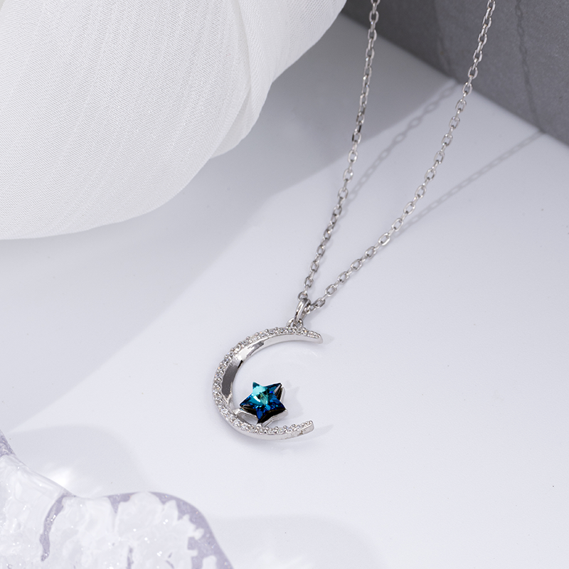 S925 Star Moon Necklace - Celestial Sterling Silver Jewelry