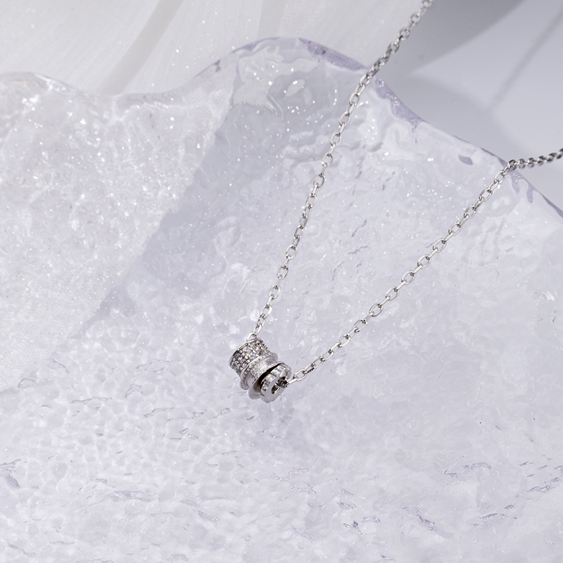 925 Sterling Silver Hoop Necklace - Crystal Circle Jewelry