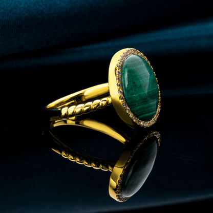 Timeless Natural Malachite Statement Ring