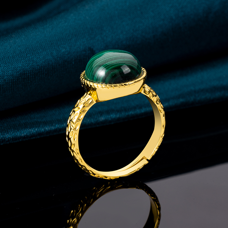 Classic Lava Texture Malachite Ring