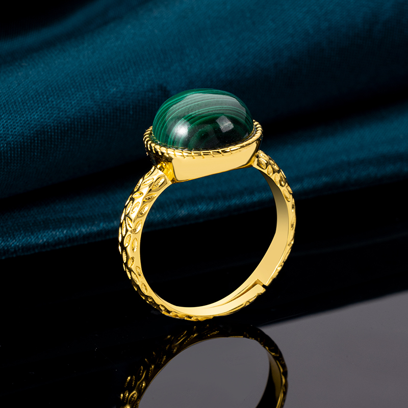 Classic Lava Texture Malachite Ring