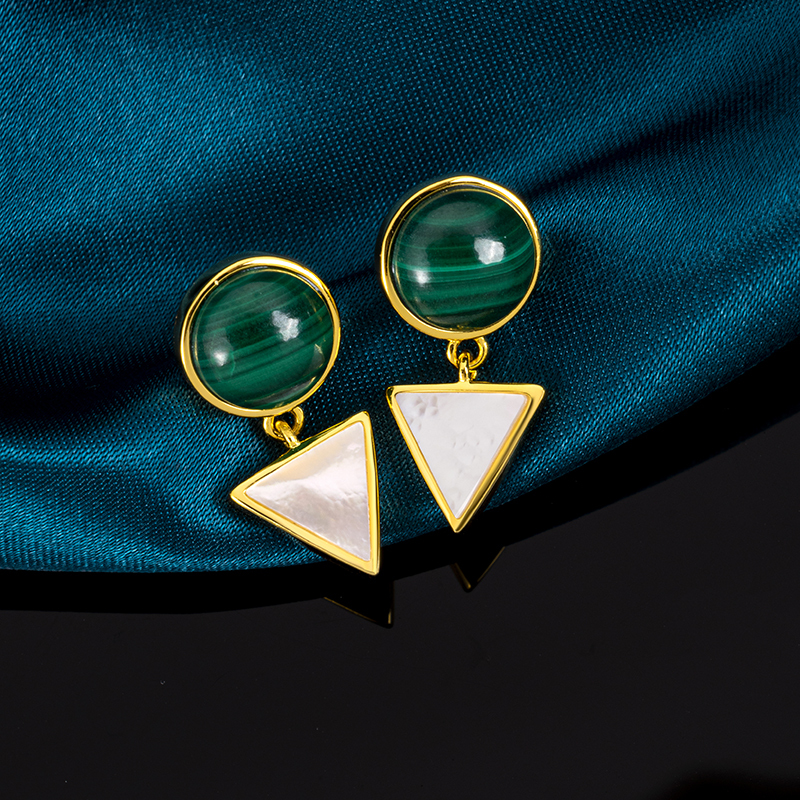 Korean Minimalist Malachite Pendant Necklace