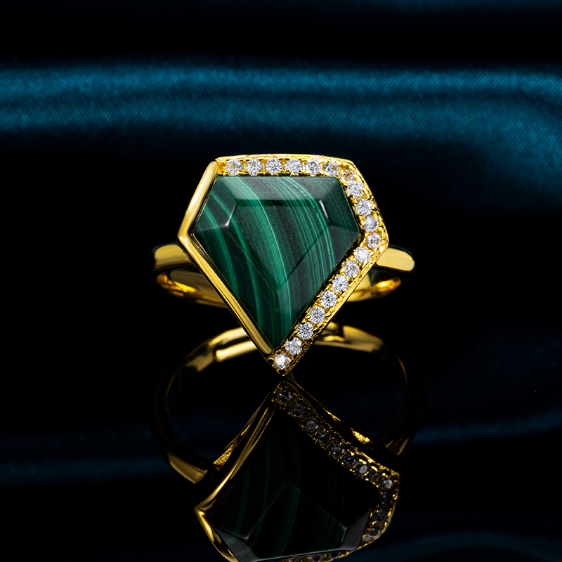 Chic Openable Natural Malachite Statement Jewelry