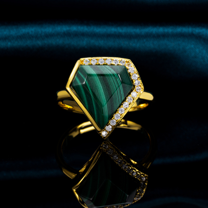 Chic Openable Natural Malachite Statement Jewelry