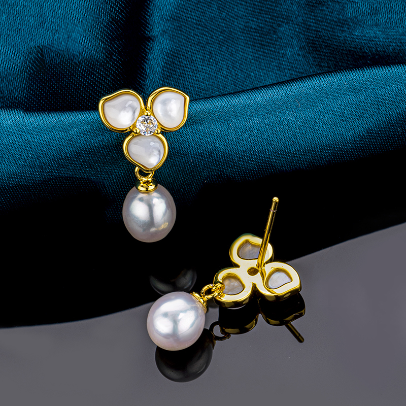 Natural Mother of Pearl & Freshwater Pearl Petal Earrings