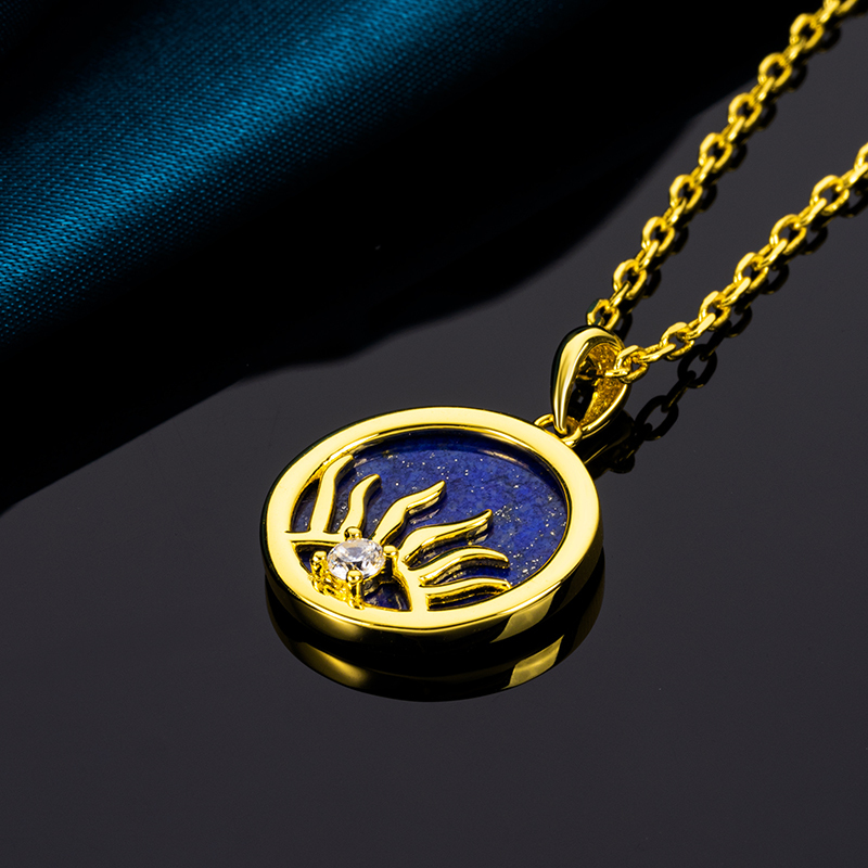 Natural Lapis Stone Sun Eye Necklace