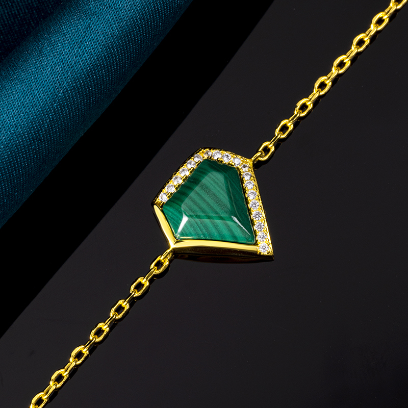 Triangular Malachite Bracelet – Artisan Geometric Chic