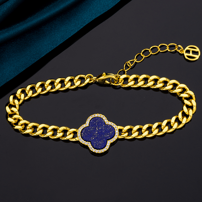 Lapis Lazuli Cuban Chain Bracelet