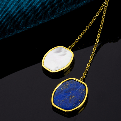 Geometric Lapis Lazuli Necklace | Genuine & Elegant