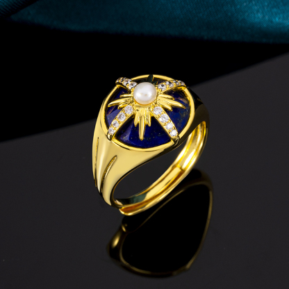 Regal Cameo Lapis Lazuli Cocktail Ring