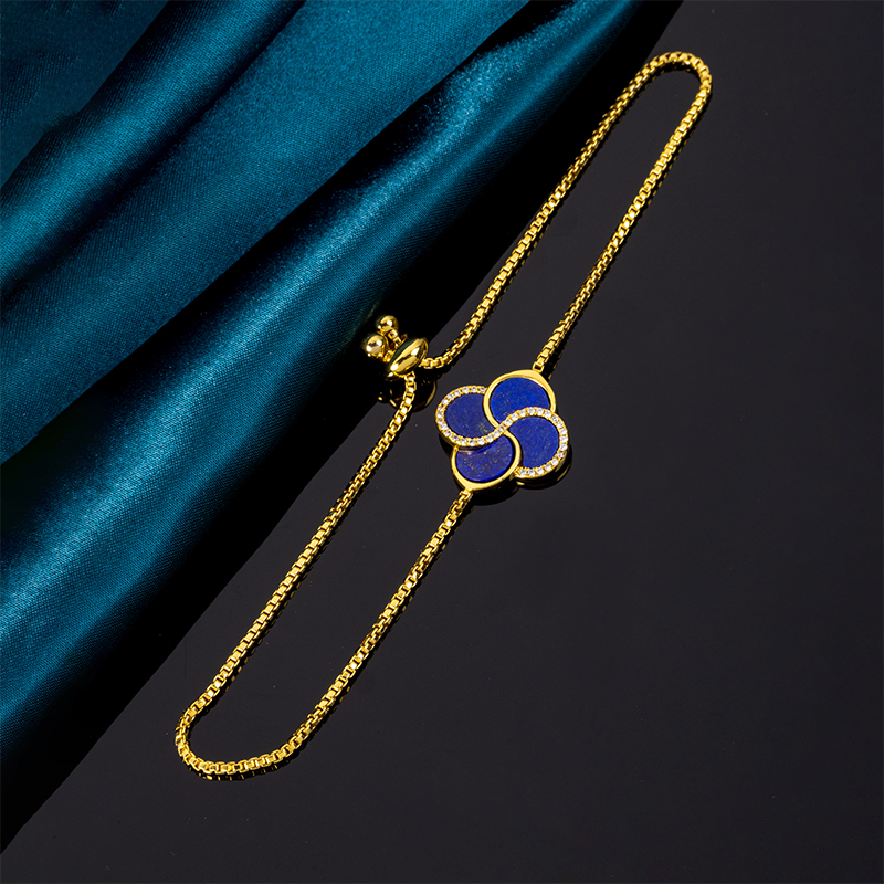Natural Lapis Lazuli Clover Bracelet | Fashion Jewelry
