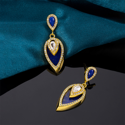 Elegant French Pear Earrings | Natural Lapis Lazuli