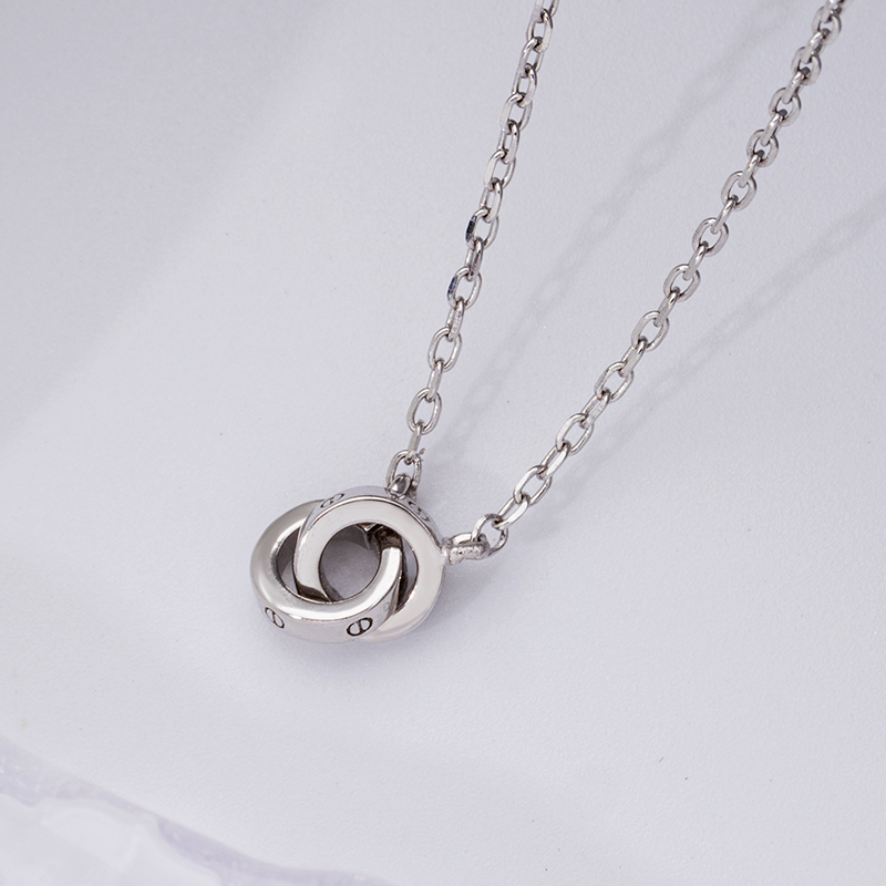 Sterling Silver Matching Double Ring Necklace