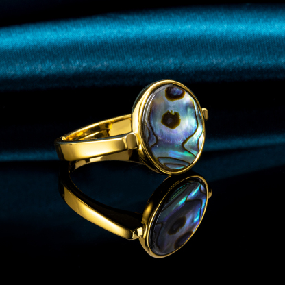 Natural Abalone Ring | Minimalist Circle Design