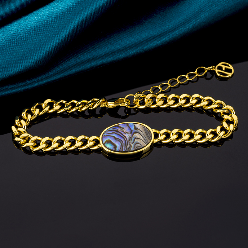 Abalone Cuban Link Bracelet | Rainbow Luster