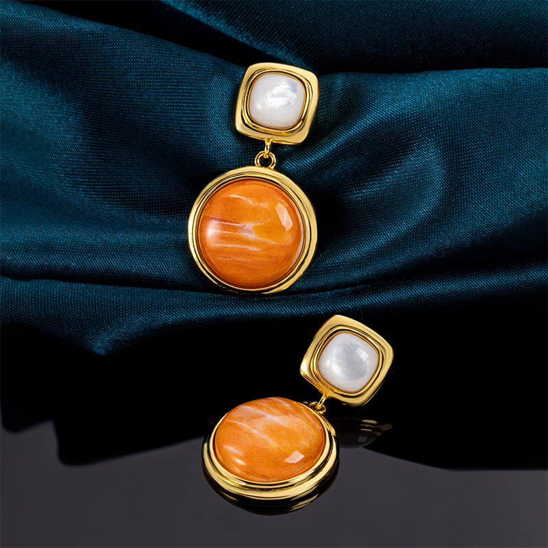 Baroque French Court Earrings | Natural Spiny Oyster Shell Jewelry | Hand-Forged Vintage Elegance