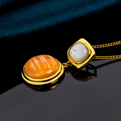 Baroque French Court Necklace | Natural Spiny Oyster Shell Pendant | Hand-Cast Vintage Jewelry