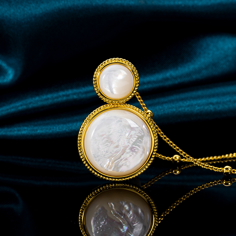 Minimalist Classic White MOP Double Circle Pendant