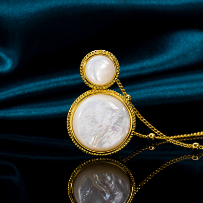 Minimalist Classic White MOP Double Circle Pendant