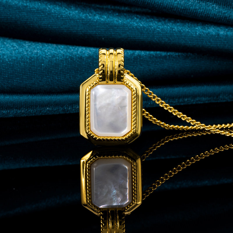 Minimalist Square MOP Perfume Bottle Pendant