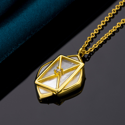 Versatile White MOP Geometric Necklace