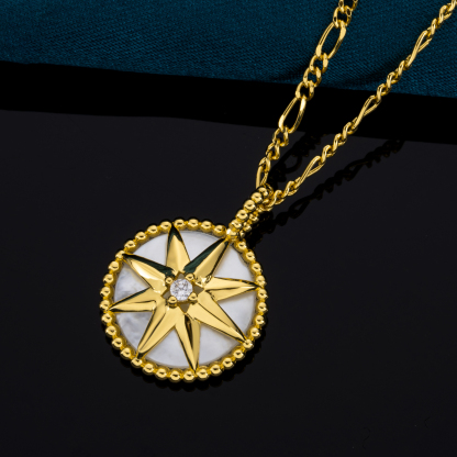 Deep Sea White MOP Octagram Pendant Necklace