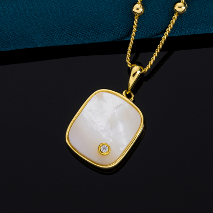 Refined White MOP Geometric Pendant 