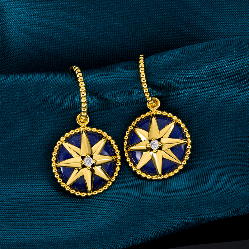 Lapis Lazuli Octagram 18K Gold Vermeil Earrings