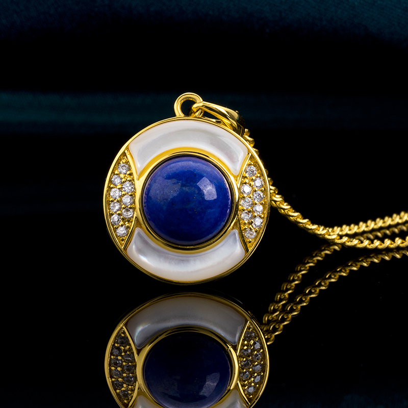 Lapis Lazuli & Mother of Pearl Pendant Necklace