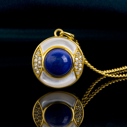 Lapis Lazuli & Mother of Pearl Pendant Necklace