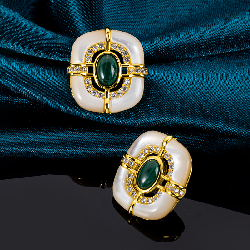 Sophisticated Malachite Mother of Pearl Studs