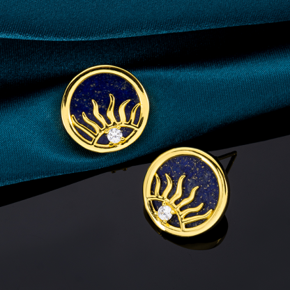 Sun Burst Lapis Stud Earrings