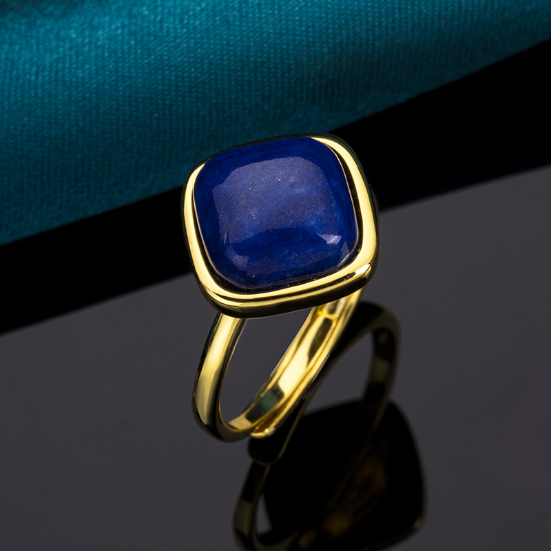 Square Lapis Lazuli Minimalist Ring