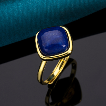 Square Lapis Lazuli Minimalist Ring