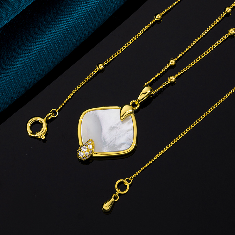 European Minimalist Square MOP Necklace