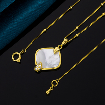 European Minimalist Square MOP Necklace
