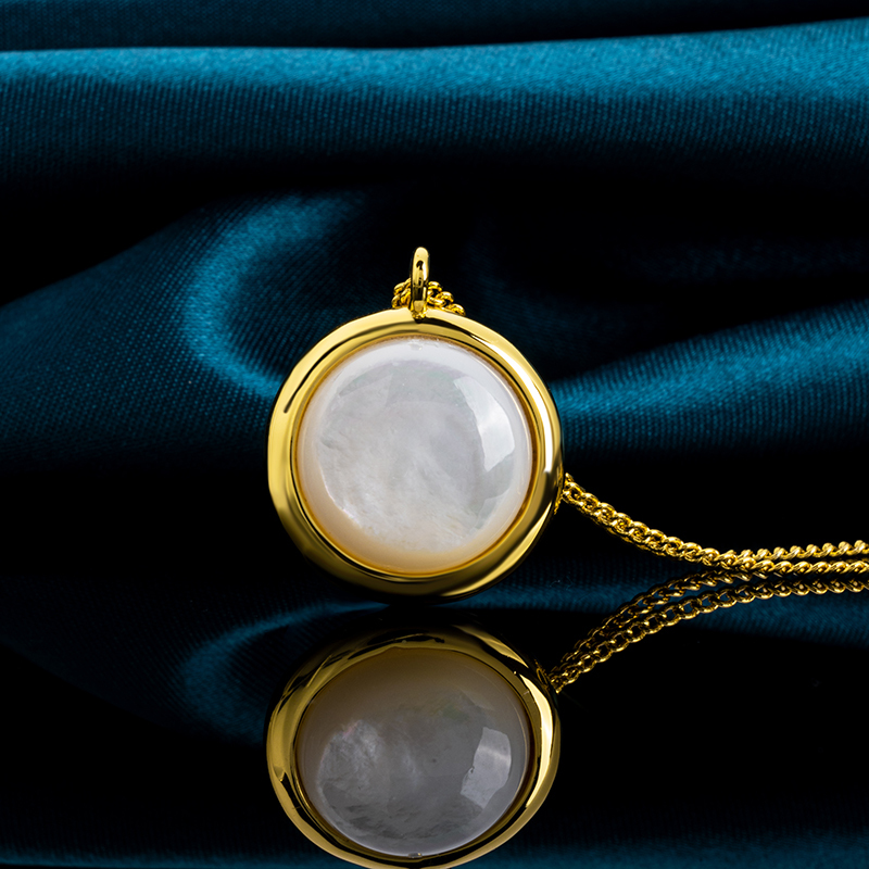 Minimalist Round White MOP Necklace Gift for Her