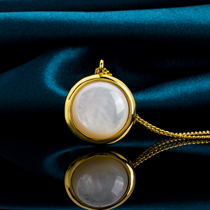 Minimalist Round White MOP Necklace Gift for Her