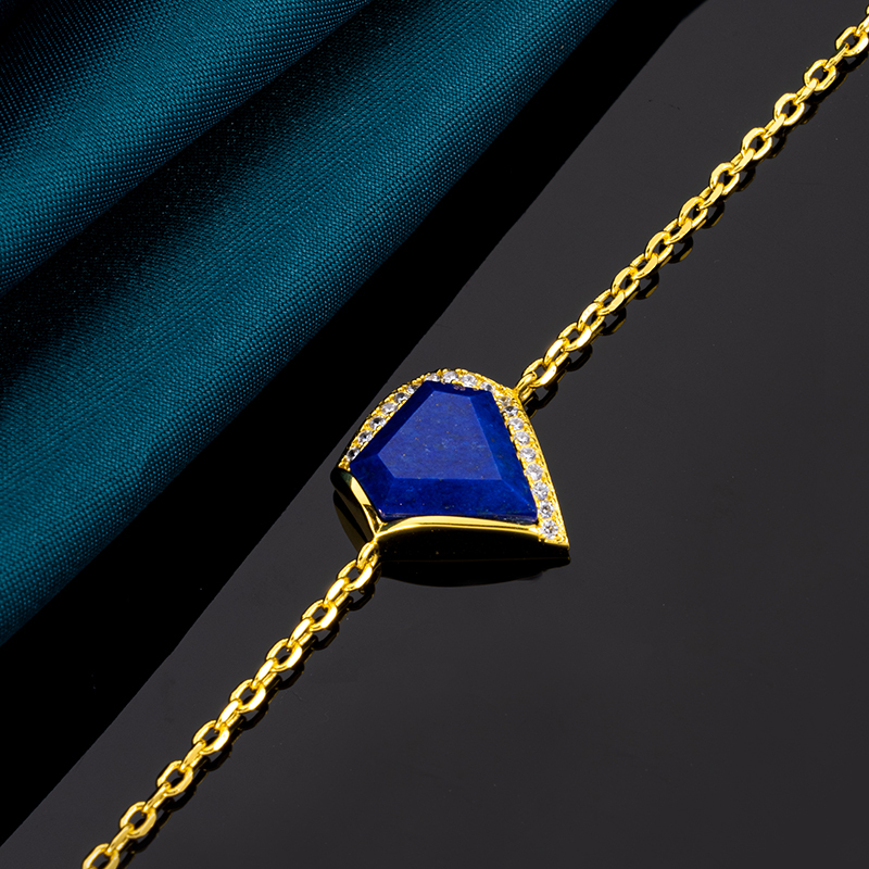 Natural Lapis Lazuli Geometric Triangle Bracelet