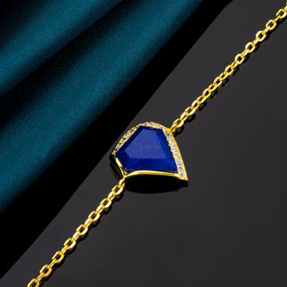 Natural Lapis Lazuli Geometric Triangle Bracelet