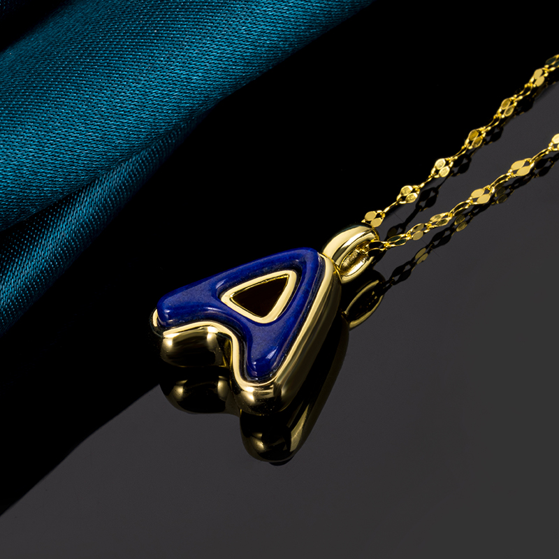 Electroformed 999 Silver Letter Lapis Lazuli Necklace