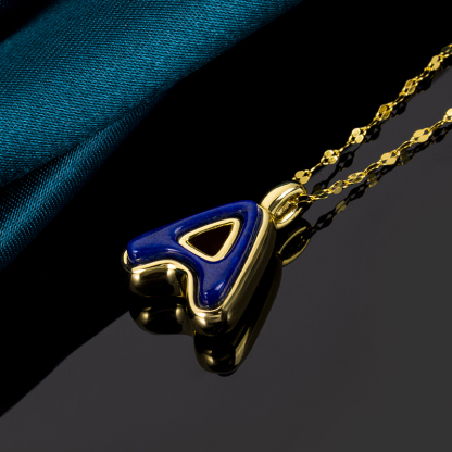 Electroformed 999 Silver Letter Lapis Lazuli Necklace