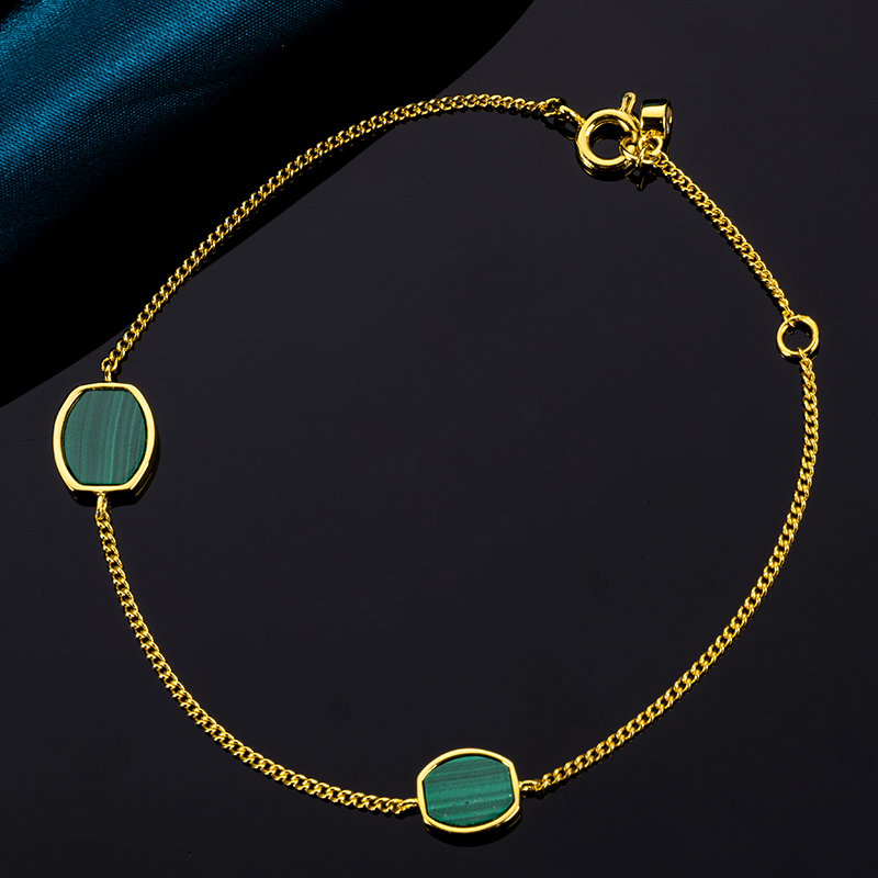 Minimalist Geometric Malachite Bracelet