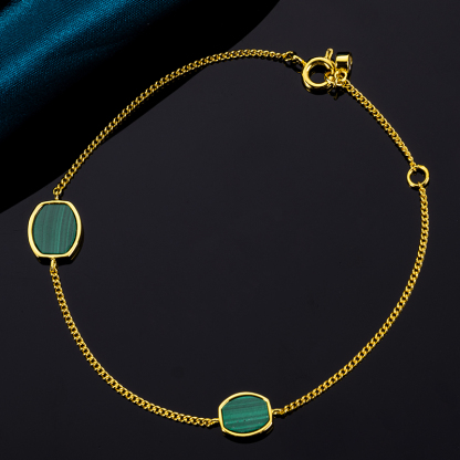 Minimalist Geometric Malachite Bracelet