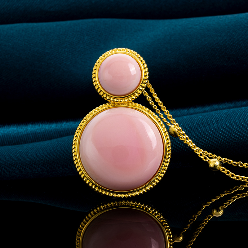 Natural Queen Conch Pink Round Necklace - Elegant Women's Collar Chain