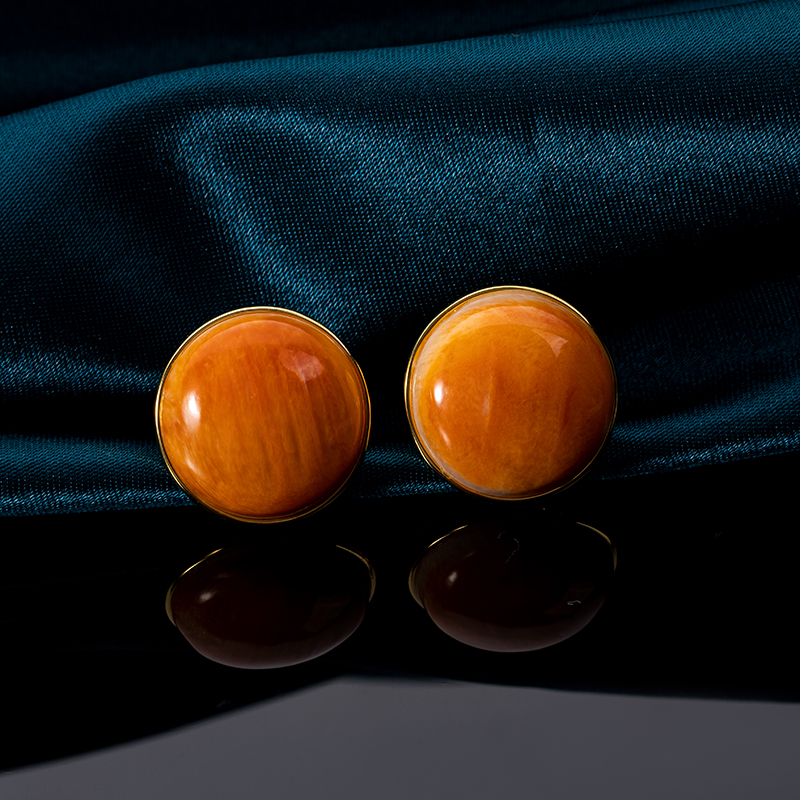 Natural Spiny Oyster Shell Orb Earrings - Comfort-Fit Clip-On & Stud Set, Handcrafted Non-Pierced Jewelry for Sensitive Ears with Organic Coastal Aesthetic